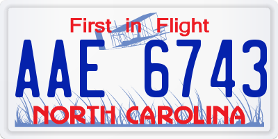 NC license plate AAE6743