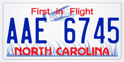 NC license plate AAE6745