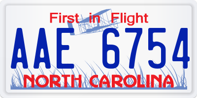 NC license plate AAE6754