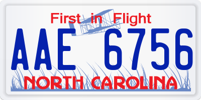 NC license plate AAE6756