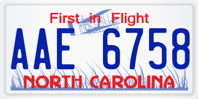 NC license plate AAE6758
