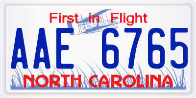 NC license plate AAE6765