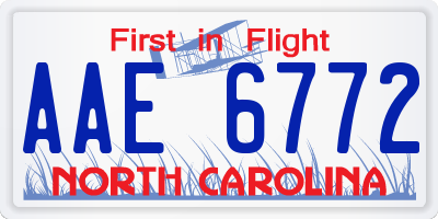 NC license plate AAE6772