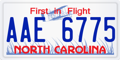 NC license plate AAE6775