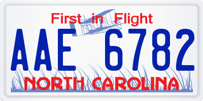 NC license plate AAE6782