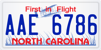 NC license plate AAE6786