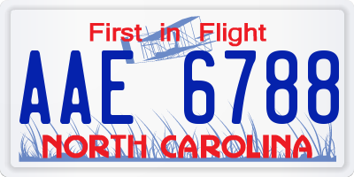 NC license plate AAE6788