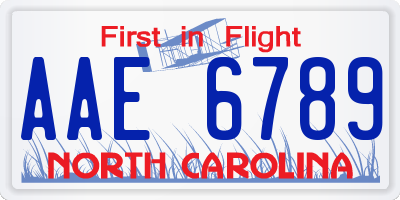 NC license plate AAE6789