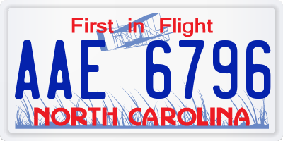NC license plate AAE6796