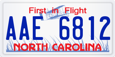 NC license plate AAE6812