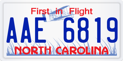 NC license plate AAE6819