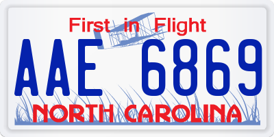 NC license plate AAE6869