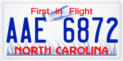 NC license plate AAE6872