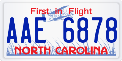 NC license plate AAE6878