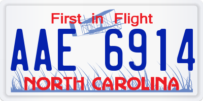 NC license plate AAE6914