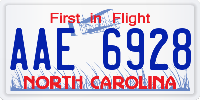 NC license plate AAE6928