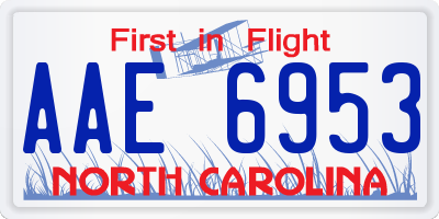 NC license plate AAE6953