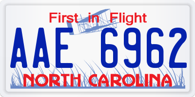 NC license plate AAE6962