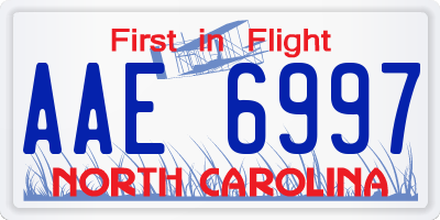 NC license plate AAE6997