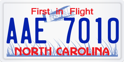 NC license plate AAE7010