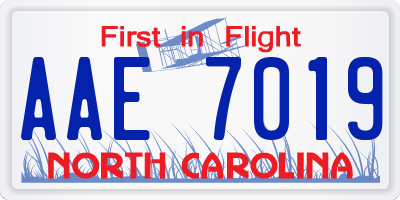 NC license plate AAE7019