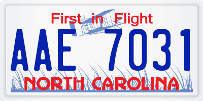 NC license plate AAE7031