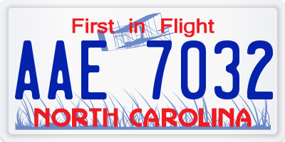NC license plate AAE7032