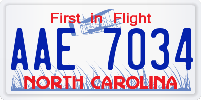 NC license plate AAE7034