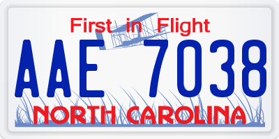 NC license plate AAE7038