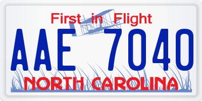 NC license plate AAE7040