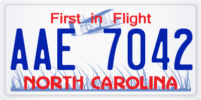 NC license plate AAE7042