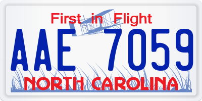 NC license plate AAE7059