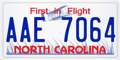 NC license plate AAE7064