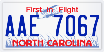 NC license plate AAE7067