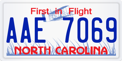 NC license plate AAE7069