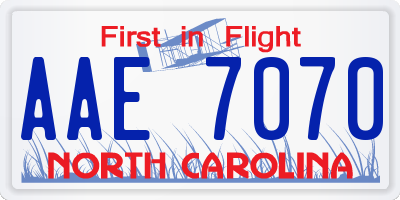 NC license plate AAE7070