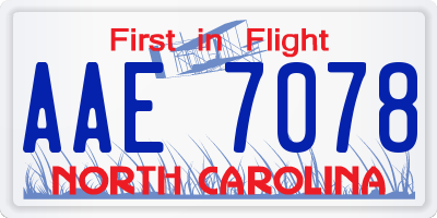 NC license plate AAE7078