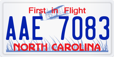 NC license plate AAE7083