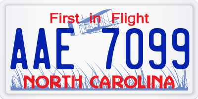 NC license plate AAE7099