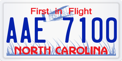 NC license plate AAE7100