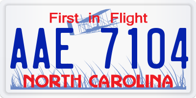 NC license plate AAE7104