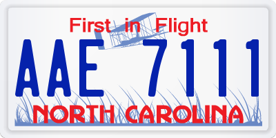 NC license plate AAE7111