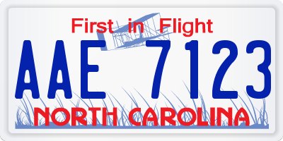 NC license plate AAE7123