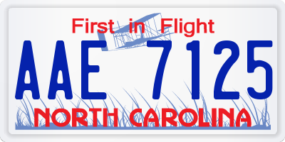 NC license plate AAE7125