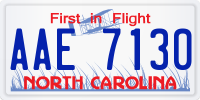 NC license plate AAE7130