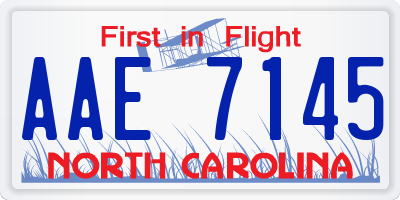 NC license plate AAE7145