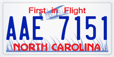 NC license plate AAE7151