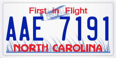 NC license plate AAE7191