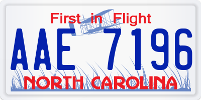 NC license plate AAE7196