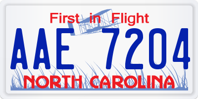 NC license plate AAE7204